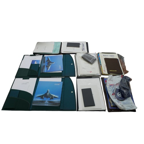 107 - A collection of Concorde memorabilia, including eight concorde-branded wallets and ten box files con... 