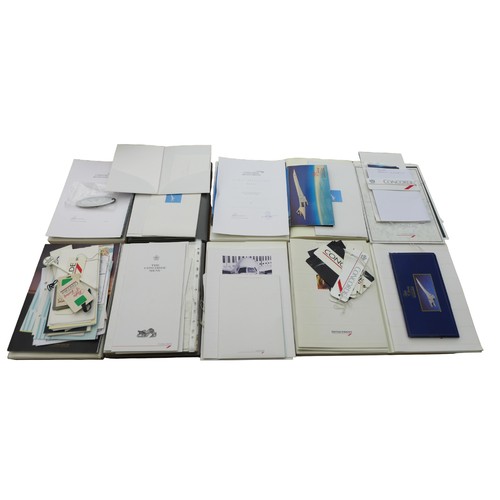 107 - A collection of Concorde memorabilia, including eight concorde-branded wallets and ten box files con... 