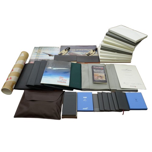 107 - A collection of Concorde memorabilia, including eight concorde-branded wallets and ten box files con... 