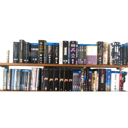 101 - A large collection of Blu-rays and DVDs, of feature films and TV series. (6 boxes)