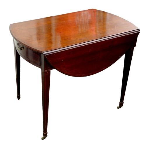 398 - A Regency mahogany Pembroke table, single frieze drawer, raised on tapering square section legs and ... 