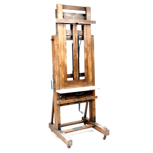 434 - A large oak Windsor & Newton ‘Improved Studio Easel’, circa 1910, with metal fittings, dual action b... 