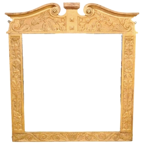 402 - An early to mid 20th century giltwood wall mirror, with broken swan neck pediment, neoclassical foli... 