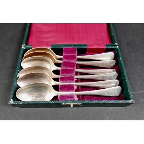 37 - A collection of Victorian and later silver, including two cased sets of teaspoons, one a Victorian s... 