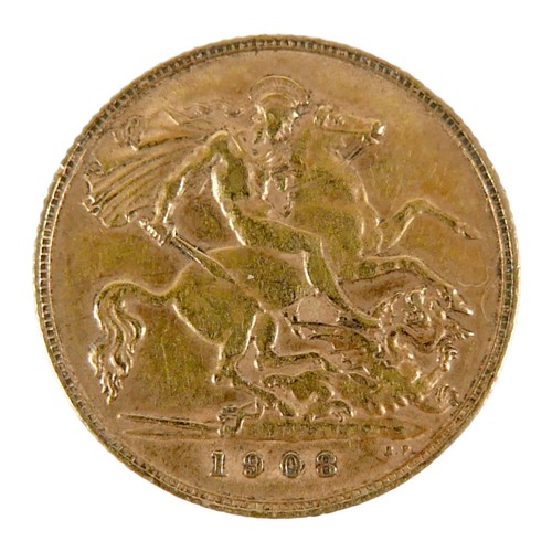 72 - An Edward VII gold half sovereign, 1908.