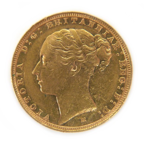 77 - A Victoria Young Head gold sovereign, 1885, Melbourne, Australia Mint.