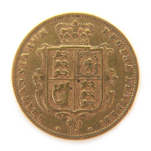 68 - A Victoria Young Head Shield Back gold half sovereign, 1874, die number 16.