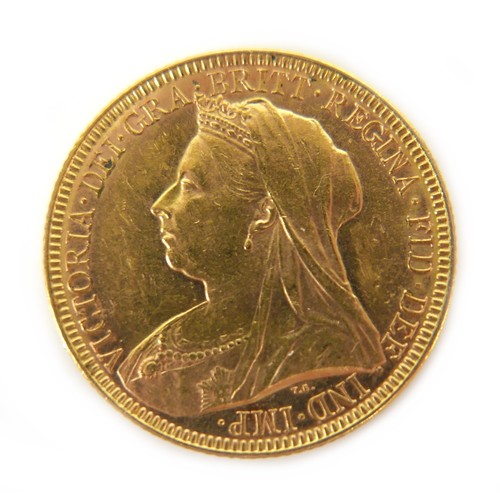 76 - A Victoria Veiled Head gold sovereign, 1896, Melbourne, Australia mint.