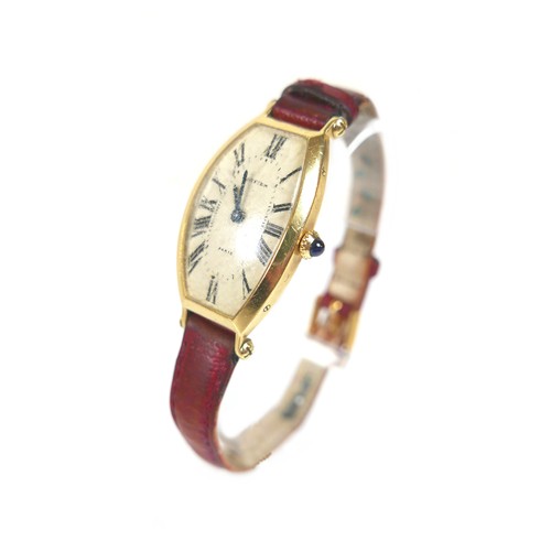 106 - A vintage Cartier 18ct yellow gold cased lady’s Tonneau wristwatch, circa 1986, model No 07 III, ser... 