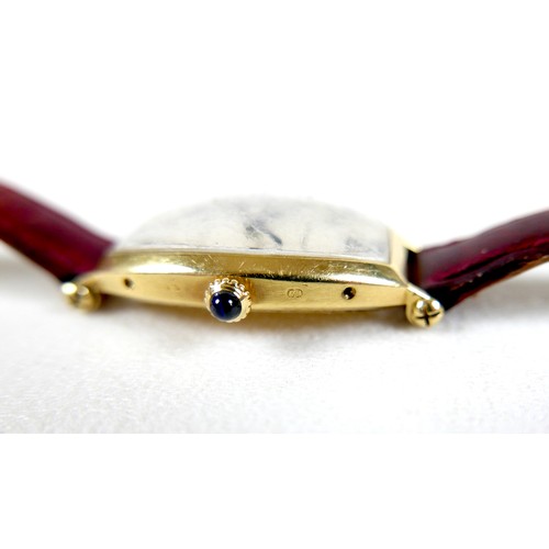 106 - A vintage Cartier 18ct yellow gold cased lady’s Tonneau wristwatch, circa 1986, model No 07 III, ser... 