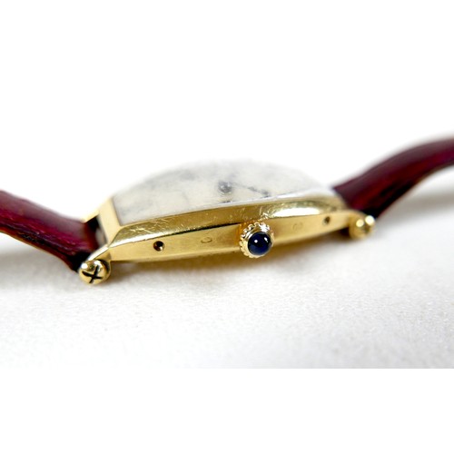 106 - A vintage Cartier 18ct yellow gold cased lady’s Tonneau wristwatch, circa 1986, model No 07 III, ser... 