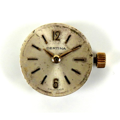 97 - A Certina 9ct gold lady's wristwatch, circa 1970s, with circular silvered dial, gold numerals, gold ... 