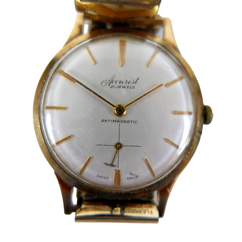 91 - Two retro wristwatches, comprising an Accurist 9ct gold cased with 21 jewel movement, baton hour mar... 