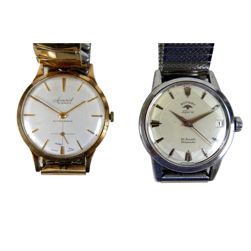 91 - Two retro wristwatches, comprising an Accurist 9ct gold cased with 21 jewel movement, baton hour mar... 