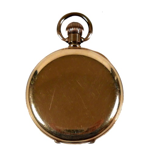 85 - A Waltham open faced gold plated pocket watch, top wind, with Roman numeral dial, subsidiary seconds... 