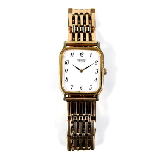 103 - A Seiko gold plated and steel gentleman's wristwatch, with 9ct yellow gold strap, model 6530-5770 RO... 