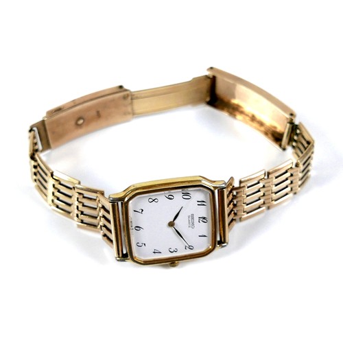 103 - A Seiko gold plated and steel gentleman's wristwatch, with 9ct yellow gold strap, model 6530-5770 RO... 