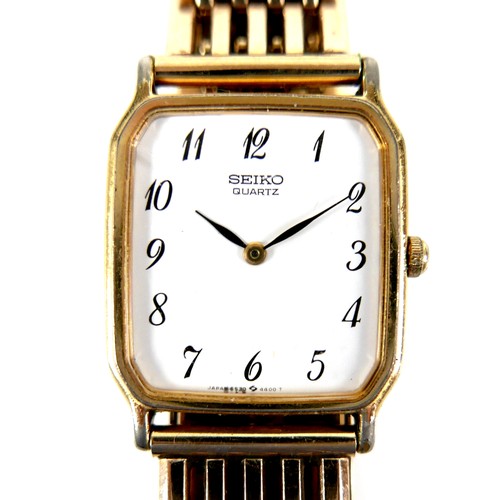 103 - A Seiko gold plated and steel gentleman's wristwatch, with 9ct yellow gold strap, model 6530-5770 RO... 