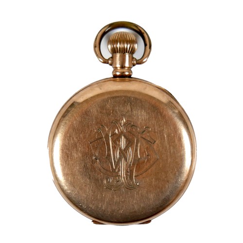 86 - An American Waltham 'Traveler' grade gold plated half hunter pocket watch, circa 1910, keyless wind,... 