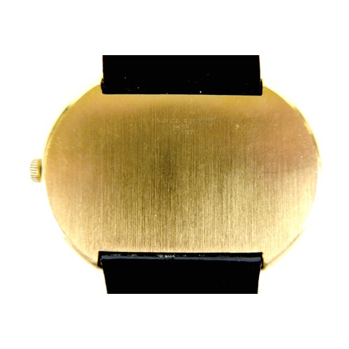 93 - A Maurice Guerdat gold plated lady's dress watch, minimalist oval black dial, gold hands, quartz mov... 