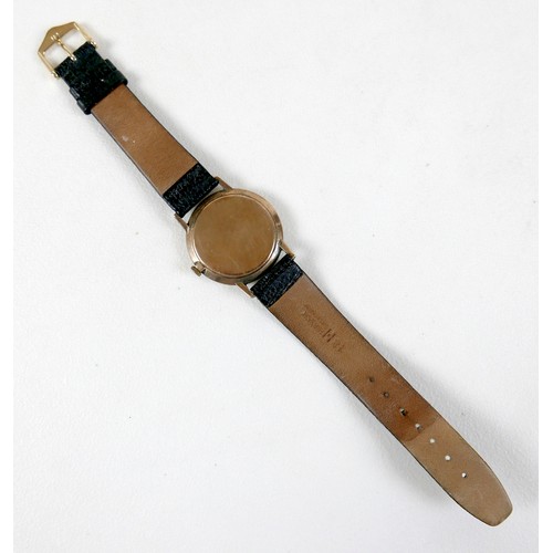 94 - A Rotary 9ct gold cased gentleman's wristwatch, circa 1966, circular white dial with black Roman num... 