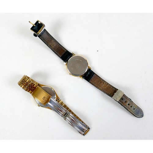 89 - Two gentleman's wristwatches, comprising a Maurice Lacroix gold plated watch, gold dial, date apertu... 