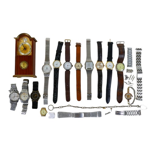 83 - A collection of wristwatches, including a 9ct. gold cased ladies watch with a circular dial, two sil... 