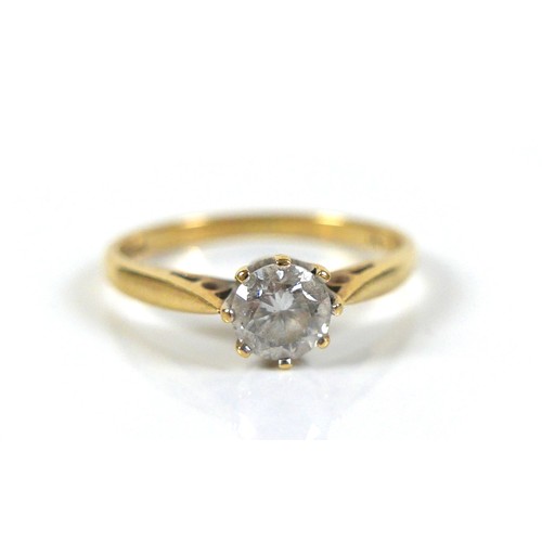 204 - An 18ct gold diamond solitaire ring, the round cut diamond approximately 0.36ct, 4.5mm diameter, siz... 