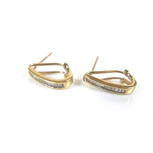 149 - A collection of gold and yellow metal earrings, comprising a pair of diamond clip earrings, 1.6g, 1.... 