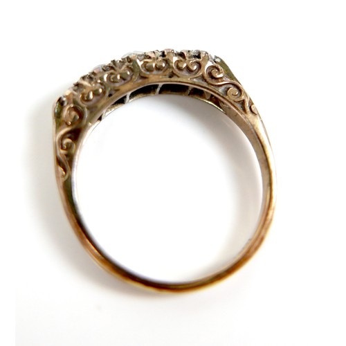 190 - An 18ct yellow gold five stone diamond ring, the old cut stones of graduated size, largest 3.5mm, si... 