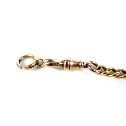 209 - An 18ct yellow gold curb link chain, probably Victorian, with base metal jump ring to one end and cl... 