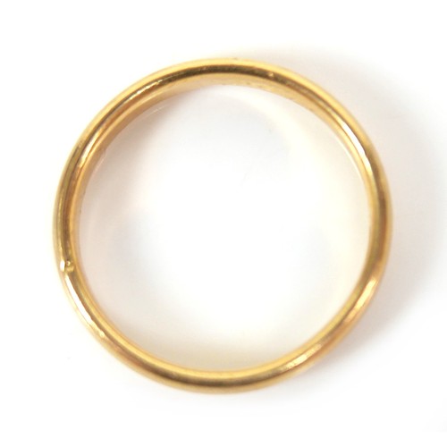 168 - A 22ct gold band, size N, 3.8g.