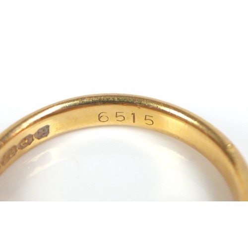 168 - A 22ct gold band, size N, 3.8g.