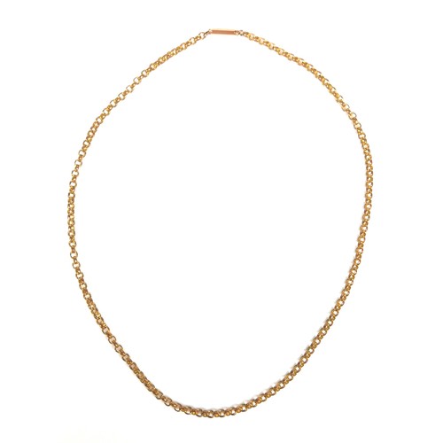 170 - Three 9ct gold necklaces, comprising a necklace, 40cm long, with an abstract designed pendant inset ... 