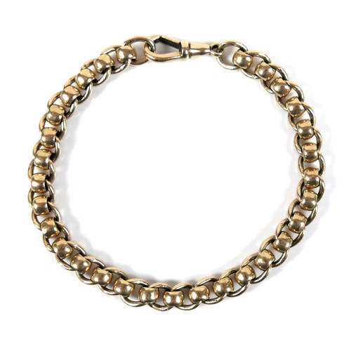 192 - A 9ct gold double chain link bracelet, with lobster clasp, 19.3g, 19cm long.