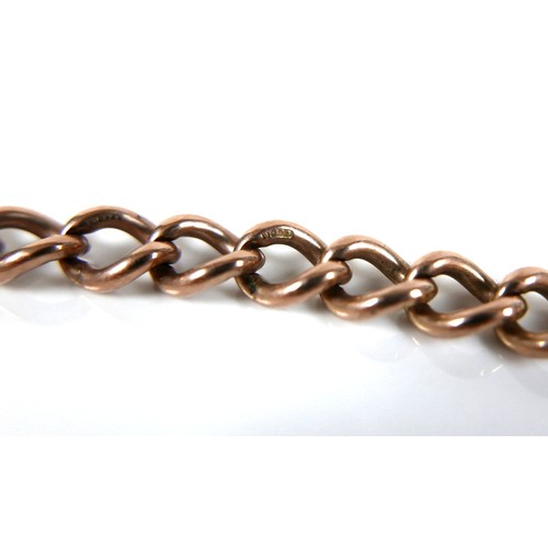 179 - A 9ct rose gold curb link bracelet, with heart shaped padlock clasp and safety chain, 0.6 by 20cm lo... 