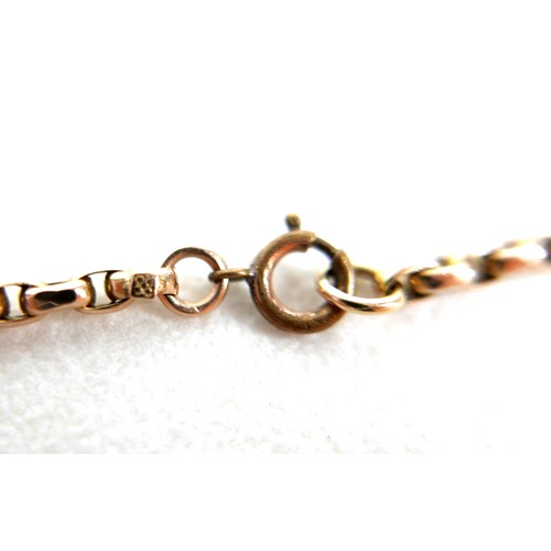 183 - A yellow gold rolo link chain, 3mm links, with gold plated loop clasp and soldered repair part way a... 