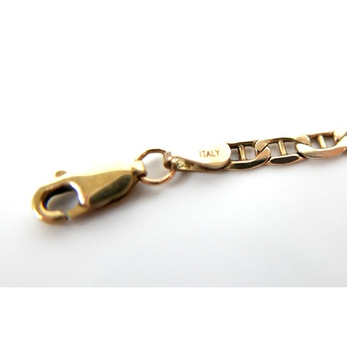 167 - A 9ct yellow gold mariner link necklace, with lobster claw clasp opposite a base metal loop, a/f rep... 