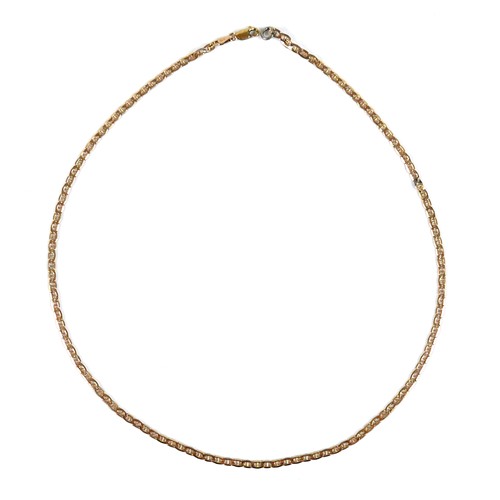 167 - A 9ct yellow gold mariner link necklace, with lobster claw clasp opposite a base metal loop, a/f rep... 