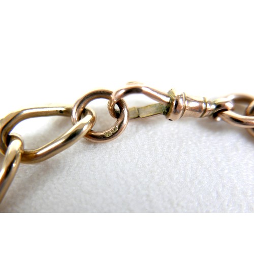 199 - A 9ct rose and yellow gold curb link bracelet, hallmarked to each link, 0.9 by 22cm long, 31.5g.