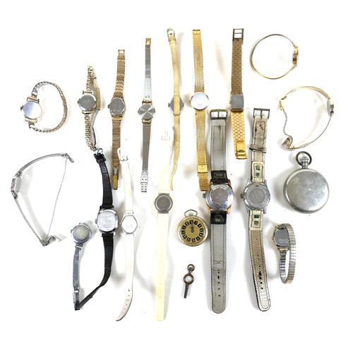 81 - A collection of lady's and gentleman's gold plated and steel wristwatches and cocktail watches, incl... 