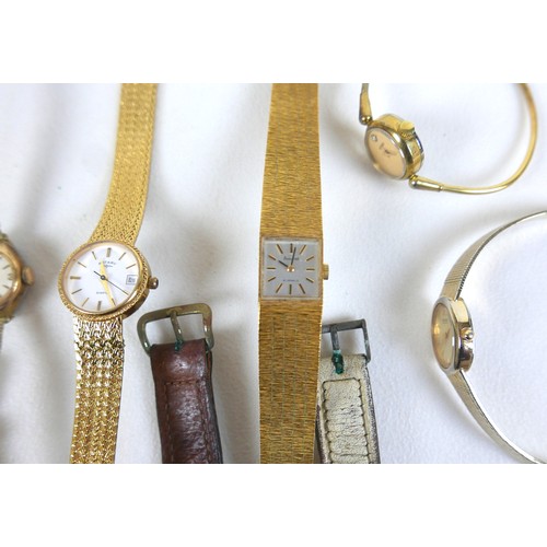 81 - A collection of lady's and gentleman's gold plated and steel wristwatches and cocktail watches, incl... 