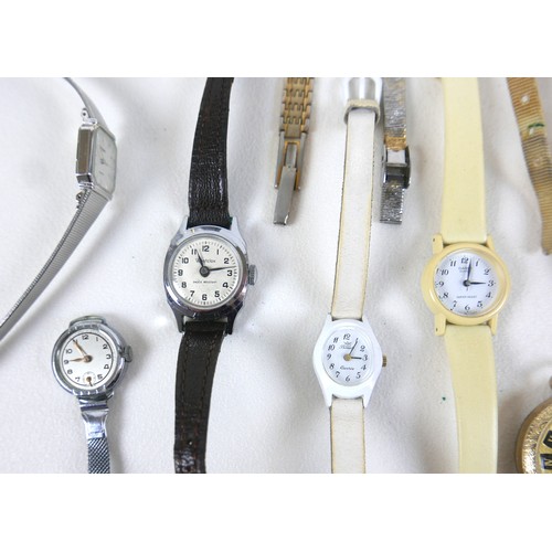 81 - A collection of lady's and gentleman's gold plated and steel wristwatches and cocktail watches, incl... 