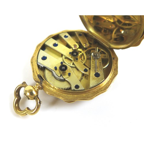 31 - An 18ct gold cased open face pocket watch, with Roman numeral dial, key wound movement, 39.1g gross.