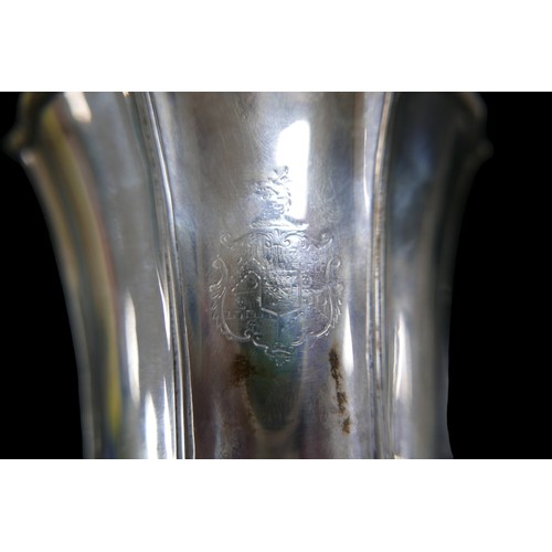 63 - A George IV silver baluster form vase, with flared rim and armorial engraving, William Eaton, London... 