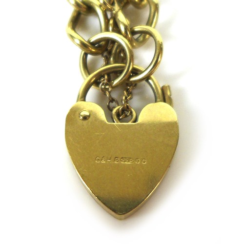 74 - A 9ct gold chain bracelet, with padlock clasp and safety chain, stamped '9' and '375' to clasp and c... 