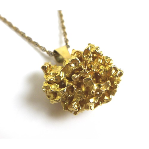 75 - A 14ct gold cluster style pendant with 9ct gold chain necklace, pendant unmarked but tests as 14ct, ... 