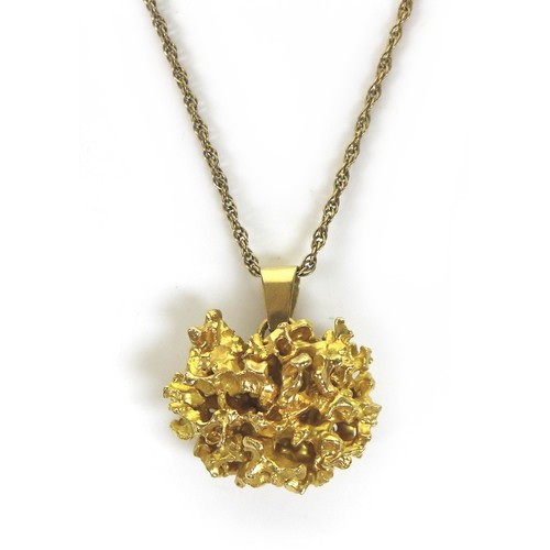 75 - A 14ct gold cluster style pendant with 9ct gold chain necklace, pendant unmarked but tests as 14ct, ... 