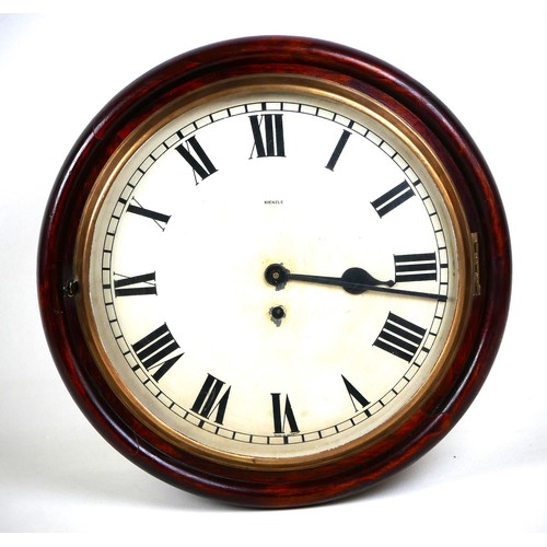 119 - A mahogany Kienzle dial clock, 41 by 14cm, dial 29cm, with pendulum.