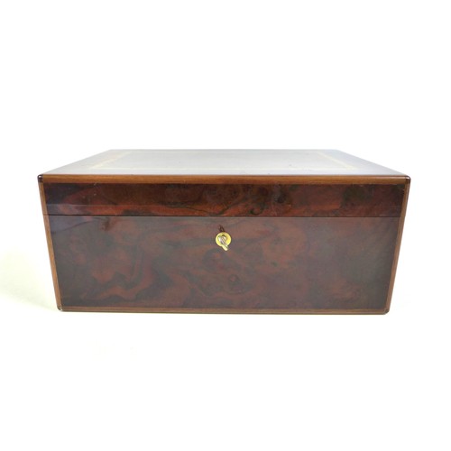 107 - A good quality Dunhill burr wood cigar humidor, with key, 35 by 23 by 15cm high.